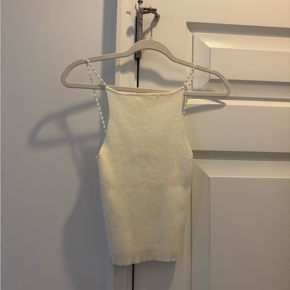 Musier Paris Cream Ribbed Knit Top - Picture 2 of 5
